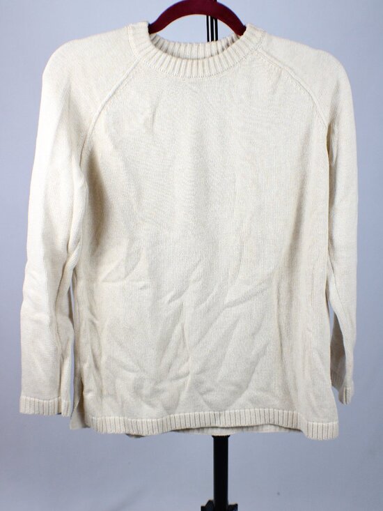 JEANNE PIERRE Sweaters - Jeanne Pierre Cream Off White 100% Cotton Raglan Crewneck Sweater Small